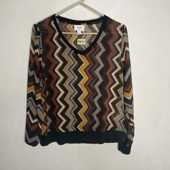 Missoni for Target Sheer Chevron Brown/Black Bohol Artsy Blouse Women Size Small - Picture 1 of 9